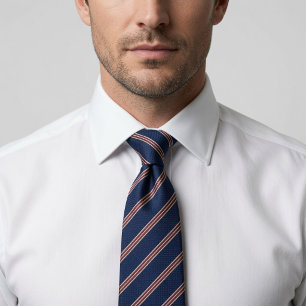 Classic Navy Blue and Red Striped Prep Tie