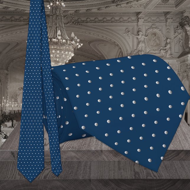 Classic Navy Blue And Silver Pin Dot Wedding Tie (Creator Uploaded)