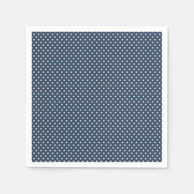Classic Navy Blue and White Polka Dot Napkins (Front)