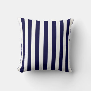 Classic Navy Blue and White Stripe Pattern Cushion