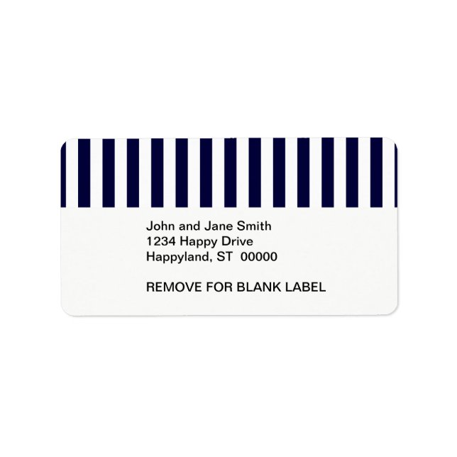 Classic Navy Blue and White Stripe Pattern Label (Front)