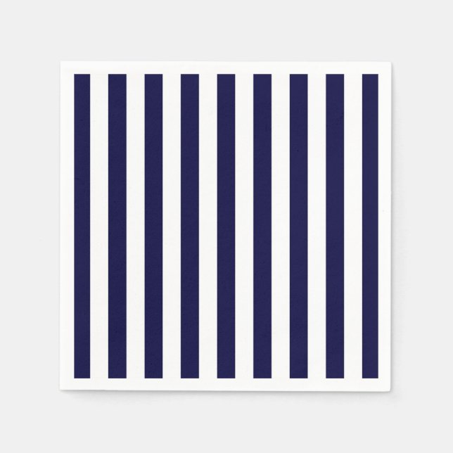 Classic Navy Blue and White Stripe Pattern Napkin (Front)