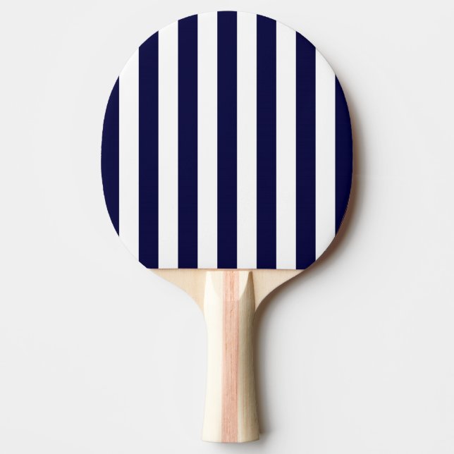 Classic Navy Blue and White Stripe Pattern Ping Pong Paddle (Front)