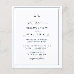 Classic Navy Blue Budget Wedding Invitation