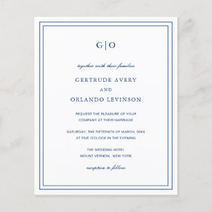 Classic Navy Blue Budget Wedding Invitation Flyer