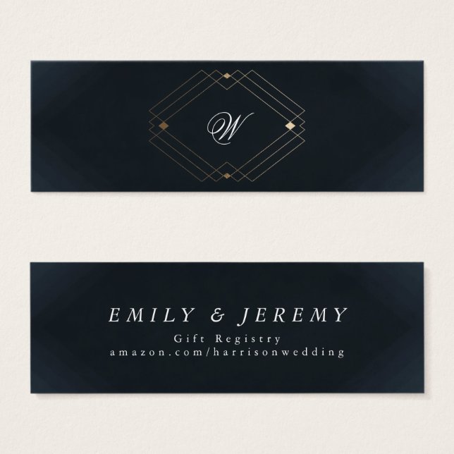 Classic Navy Blue Calligraphy Monogram Wedding (Front & Back)