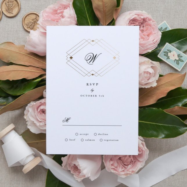 Classic Navy Blue Calligraphy Monogram Wedding RSVP Card (Creator Uploaded)