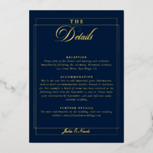 Classic Navy Blue Calligraphy Wedding Details