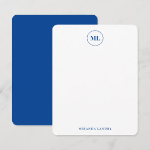 Classic Navy Blue Circle Monogram Initials Name Card