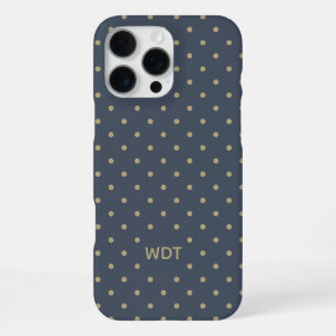 Classic Navy Blue Custom Monogram Polka Dot iPhone 16 Pro Max Case