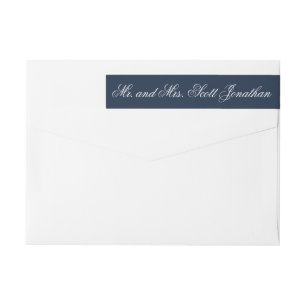 Classic Navy Blue Elegant Calligraphy Minimal Wrap Around Label