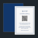 Classic Navy Blue Elegant Wedding RSVP Card<br><div class="desc">Classic style navy blue wedding RSVP Card featuring a simple and minimal design with an optional QR Code and details surrounded by a double border (if you prefer, you may remove the QR code in the design editing tool). The fonts alternate between and elegant script, a traditional serif and minimalist...</div>