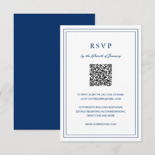 Classic Navy Blue Elegant Wedding RSVP Card
