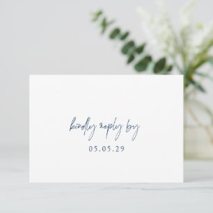 Classic Navy Blue Elegant Wedding RSVP Card