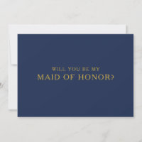 Classic Navy Blue Gold Maid of Honour Proposal Car