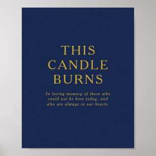 Classic Navy Blue   Gold This Candle Burns Wedding Poster