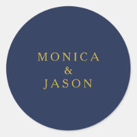 Classic Navy Blue | Gold Wedding Envelope Seals