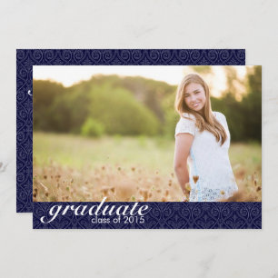 Classic Navy Blue Graduation Announcement - Invite