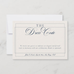 Classic Navy Blue Ivory Calligraphy Formal Dress Invitation