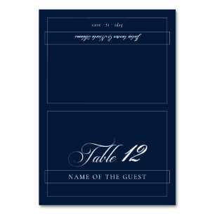 Classic Navy Blue Ivory Calligraphy Place Card