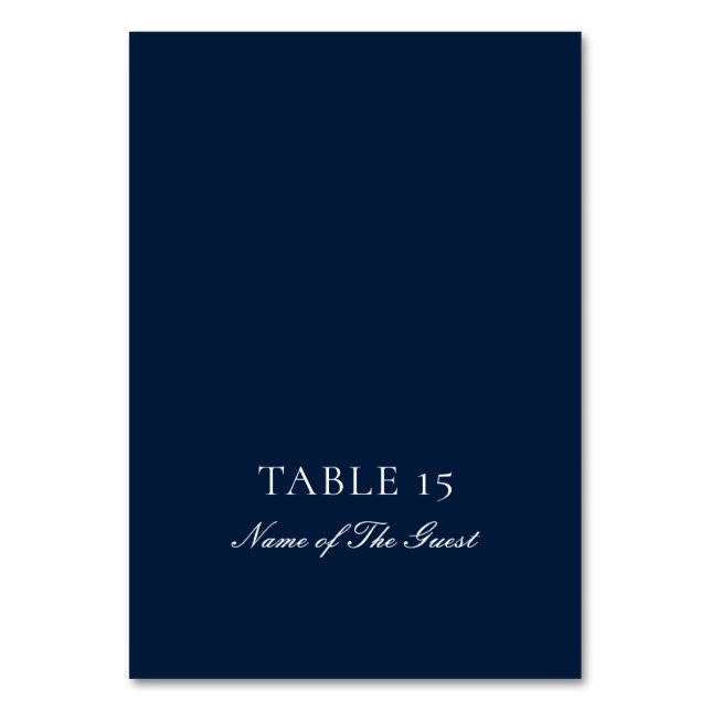 Classic Navy Blue Ivory Calligraphy Place Card (Front)
