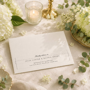 Classic Navy Blue Ivory Calligraphy Wedding Envelope