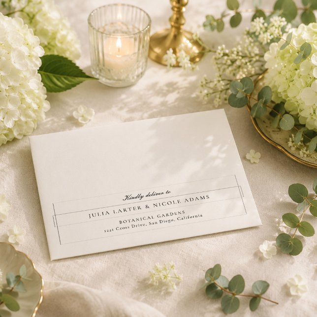 Classic Navy Blue Ivory Calligraphy Wedding Envelope (Creator Uploaded)