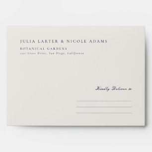 Classic Navy Blue Ivory Calligraphy Wedding Envelope