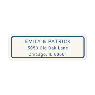 Classic Navy Blue Ivory Modern Typography Address