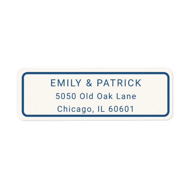 Classic Navy Blue Ivory Modern Typography Address (Front)