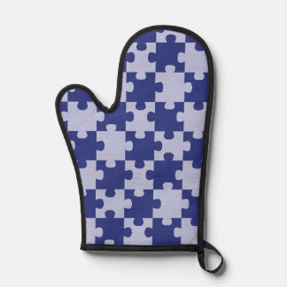 Classic Navy Blue Jigsaw Puzzle Tile Seamless Oven Mitt