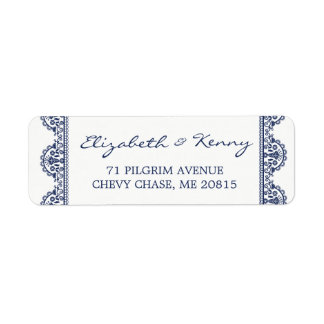 Classic Navy Blue Lace Return Address Label