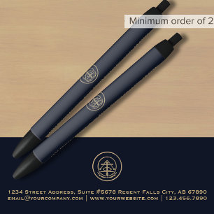 Classic Navy Blue Logo Promotional Black Ink Pen
