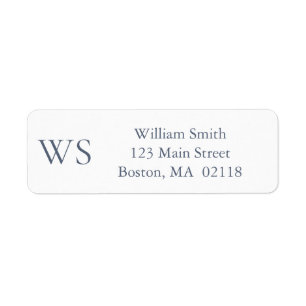 Classic Navy Blue Monogram Return Address