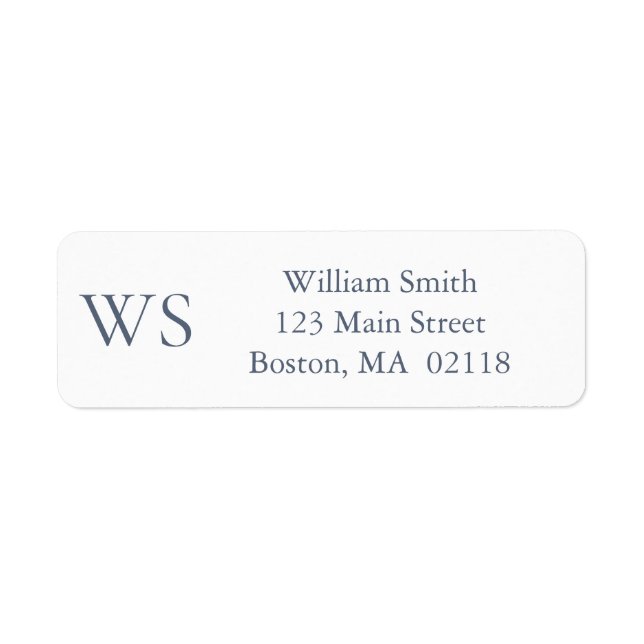 Classic Navy Blue Monogram Return Address  (Front)