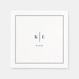 Classic Navy Blue Monogram Wedding Napkins