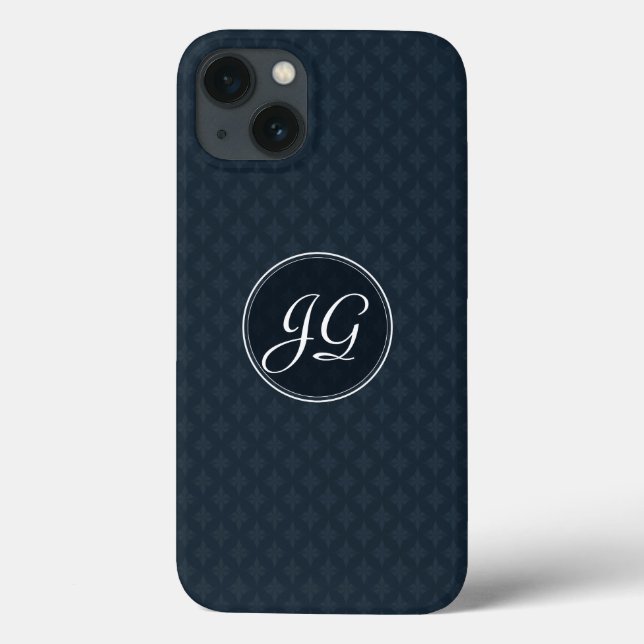 Classic Navy Blue Pattern Custom Monogram iphone 6 Case-Mate iPhone Case (Back)
