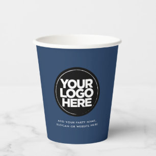 Classic Navy Blue   Personalised Logo and Text Paper Cups