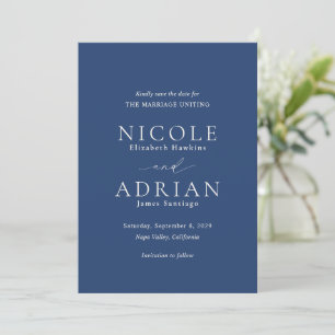 Classic Navy Blue Photo Elegant Wedding Save The Date