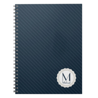 Classic Navy Blue Pin-striped - Custom Monogram Notebook