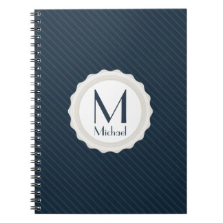 Classic Navy Blue Pin-striped - Custom Monogram Notebook