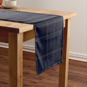 Classic Navy Blue Plaid Christmas Short Table Runner