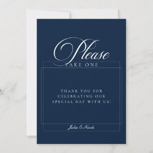 Classic Navy Blue Please Take A Favour Wedding Sig Invitation