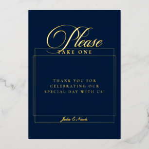 Classic Navy Blue Please Take One Wedding Sign