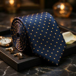 Classic Navy Blue Polka Dot Gold Elegant Tie<br><div class="desc">Add timeless sophistication to your wardrobe with this classic navy blue polka dot tie featuring elegant gold dots arranged in a perfectly balanced pattern. The deep navy background combined with subtle golden accents creates a refined and luxurious appearance that never goes out of style. This minimalist yet sophisticated design is...</div>