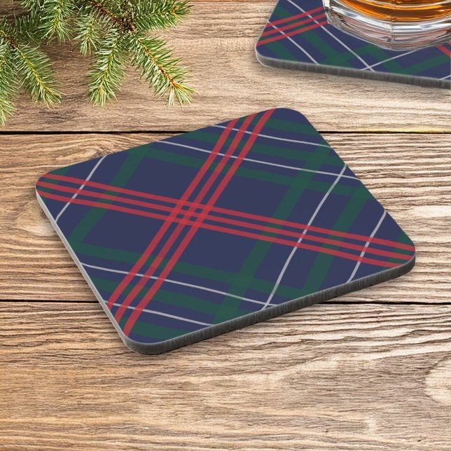 Classic Navy Blue Scottish Tartan Plaid Holiday Coaster (Creator Uploaded)