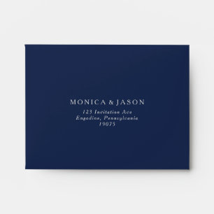 Classic Navy Blue Silver Self Addressed RSVP Envelope