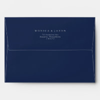 Classic Navy Blue Silver Wedding Invitation