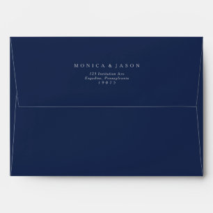Classic Navy Blue Silver Wedding Invitation Envelope