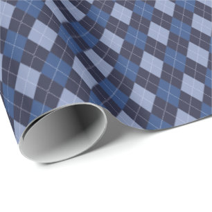 Classic Navy Blue Small Argyle Diamonds Wrapping Paper